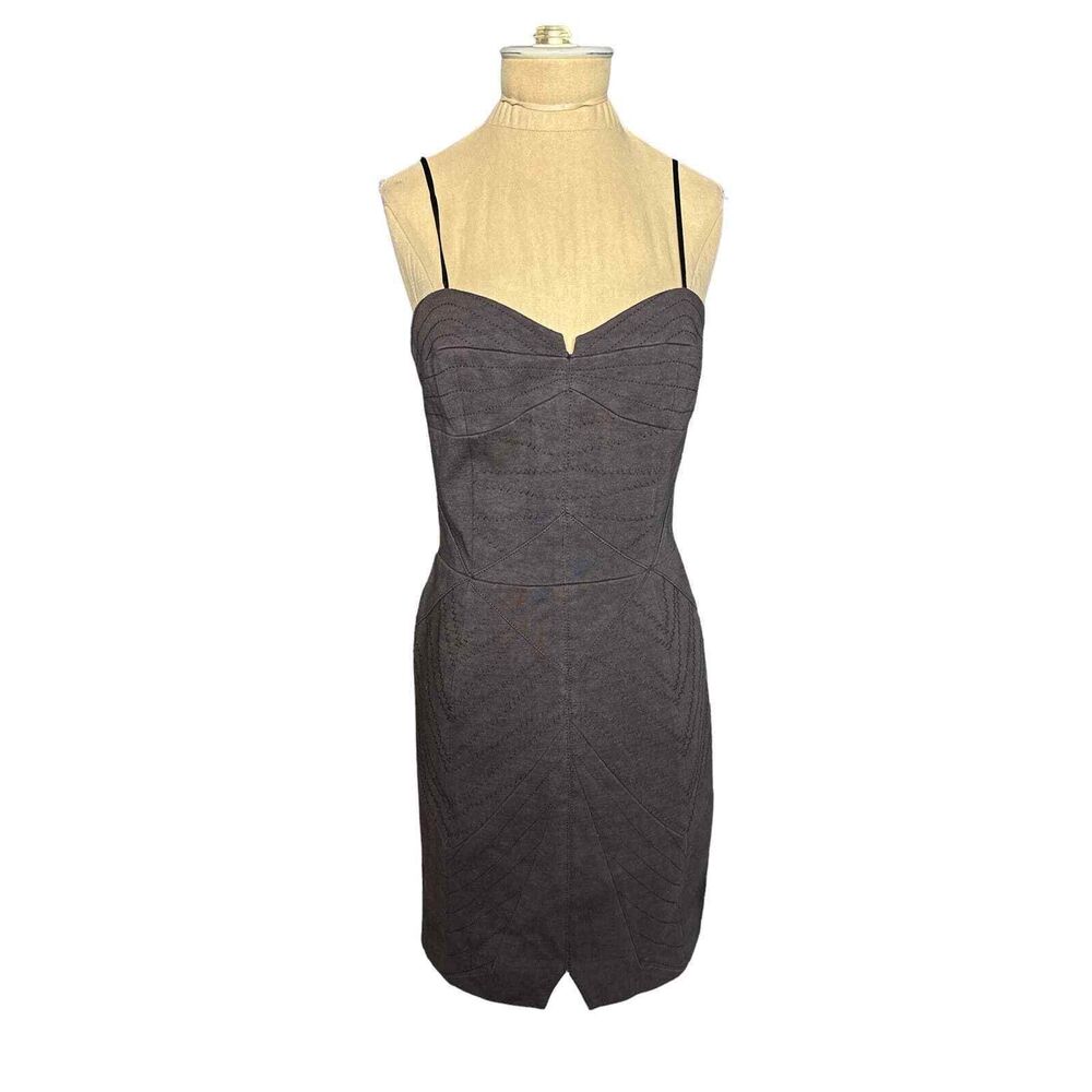 Brian Reyes Top Stitch Bustier Cocktail Party Sexy Deep Plum Dress Size 4